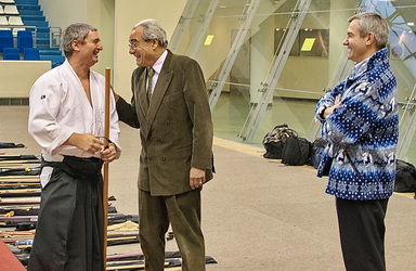  Alain Peyrache et Bernard Debré, médecin et homme politique stage aïkido à Coubertin Paris 16